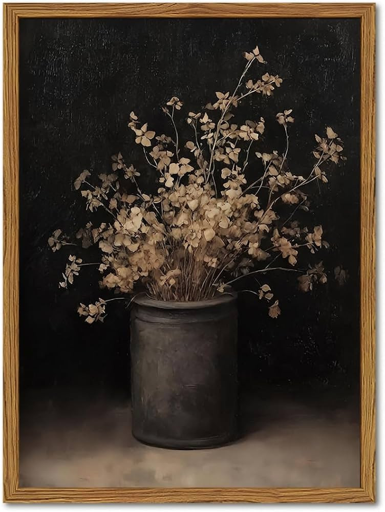Framed Vintage Floral Wall Art, Rustic Dark Moody Flower Paintings Wall Decor, Retro Farmhouse Bo... | Amazon (US)