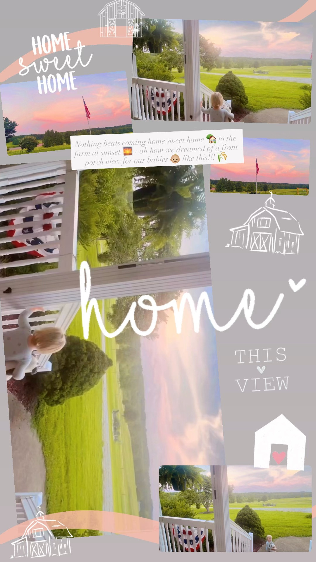 Nothing beats coming home sweet home 🏡 to the farm at sunset 🌅 - oh how we dreamed of a front porch view for our babies 👶🏼 like this!!! 🌾