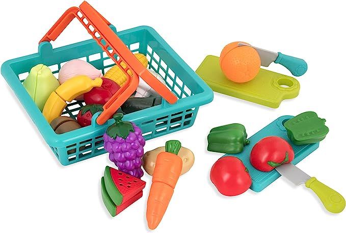 Battat – Farmers Market Basket – Toy Kitchen Accessories – Pretend Cutting Play Food Set fo... | Amazon (US)