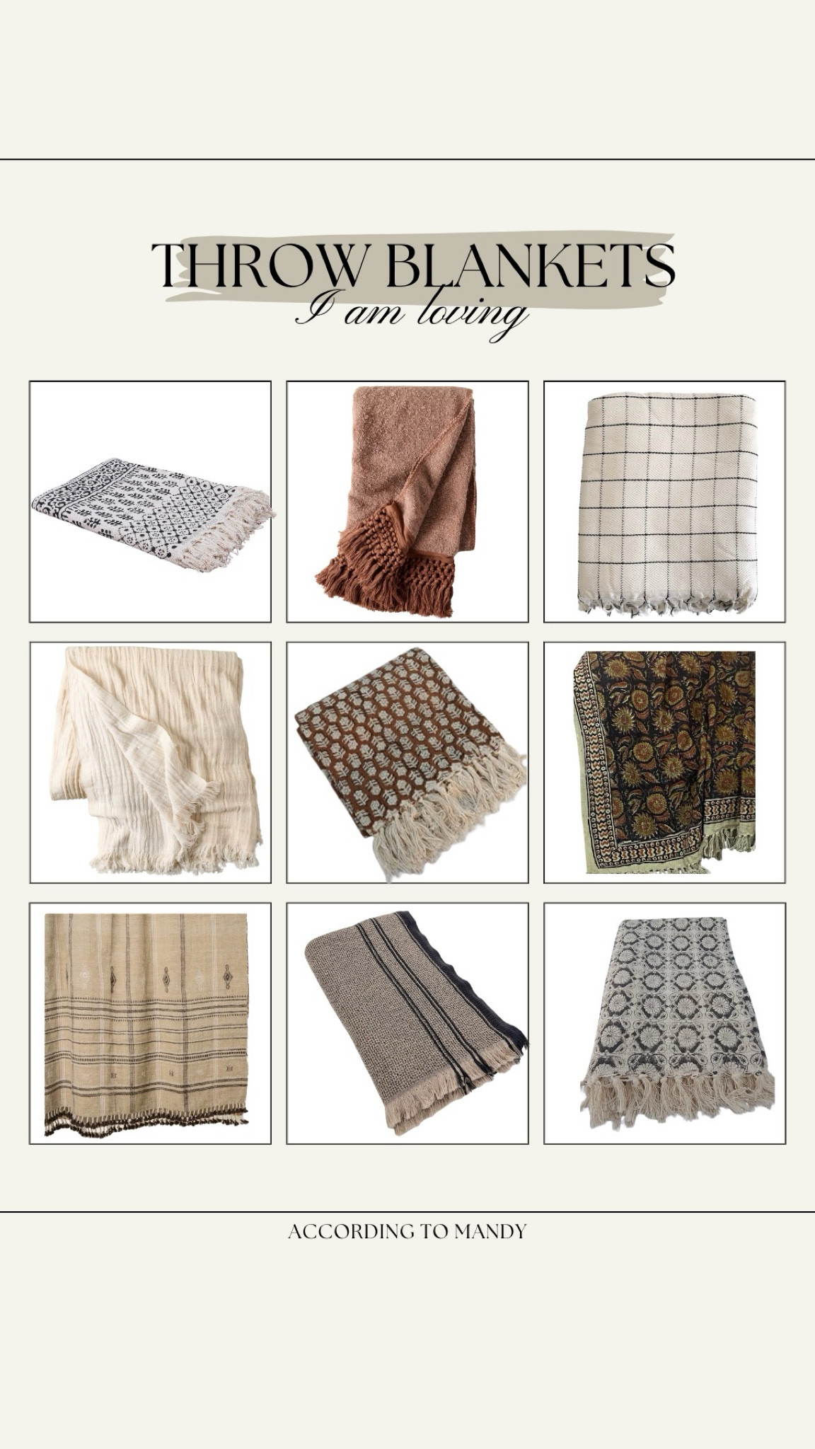 Throw blankets I am loving!

floral blankets, throw blankets, etsy finds, magnolia home, throw blanket, home finds, affordable home finds, neutral throw blankets, turkish throw, etsy throw blanket, spring throw blankets 

#LTKhome