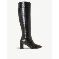 Saffia croc-embossed leather knee-high boots | Selfridges