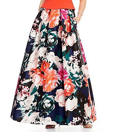 Eliza J High-Waist Floral Jacquard Ball Skirt | Dillards Inc.