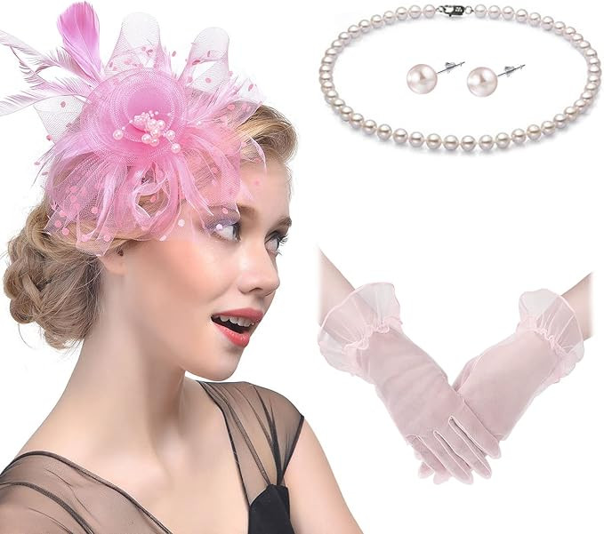 Magibag Fascinators Hats with Gloves Set for Women 20s 50s Cocktail Tea Party Wedding Costume Hea... | Amazon (US)