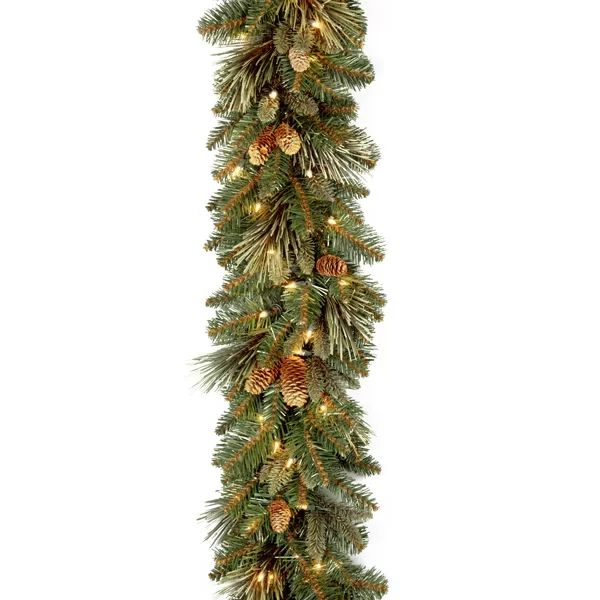 Pre-Lit Pine Garland with 100 Clear Lights | Wayfair North America
