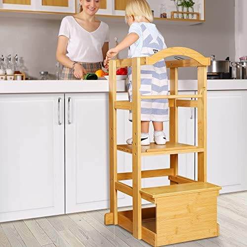 IPOW Learning Stool Toddler Tower, 3 Adjustable Height Kids Step Stool for 18-48 Months, Solid To... | Amazon (US)
