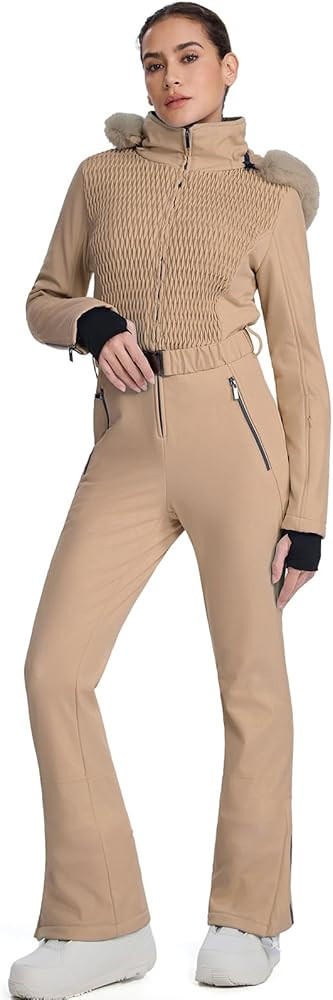 HOTIAN Women One Piece Ski Suits Slim Fit Overalls Jumpsuits Waterproof Winter Outdoor Snowboard ... | Amazon (US)