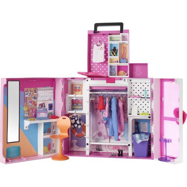 Barbie Closet Playset With 35+ Accessories, 5 Looks, Pop-Up 2nd Level, Dream Closet - Walmart.com | Walmart (US)