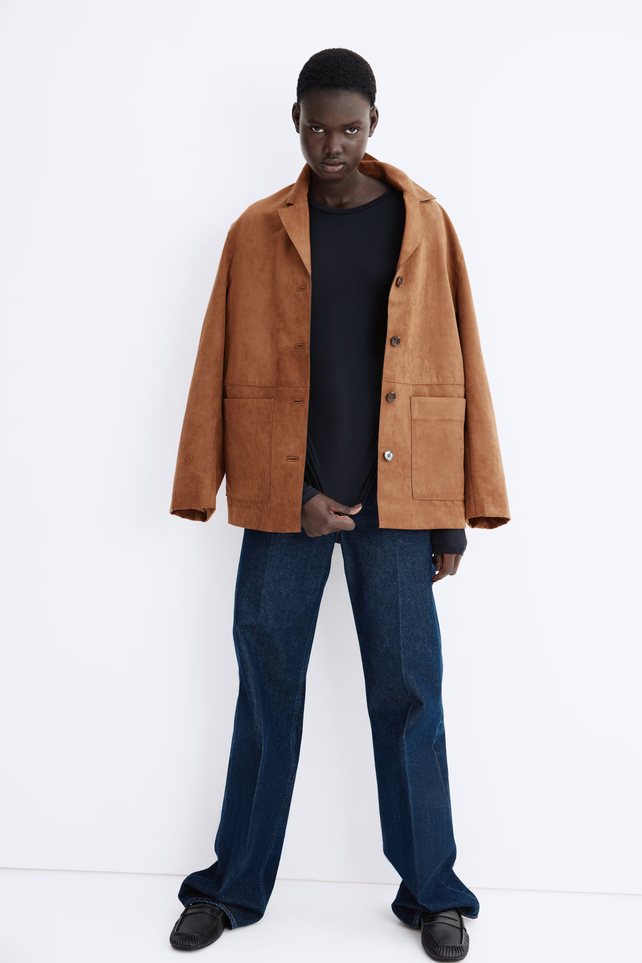 Long-sleeved microfibre top - Black - Ladies | H&M GB | H&M (UK, MY, IN, SG, PH, TW, HK)