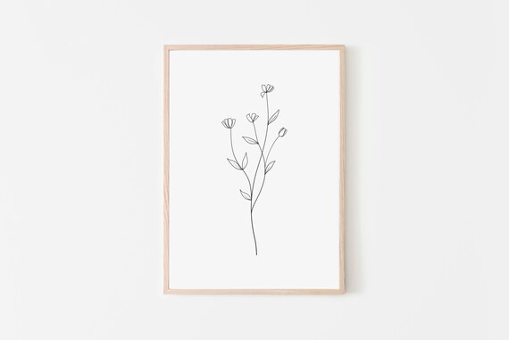 Minimal Flower Print Minimal flower printable minimal wall | Etsy | Etsy (US)