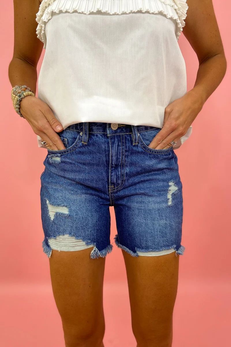 Medium Wash Distressed 5 Inch Inseam Shorts | Shop Style Your Senses