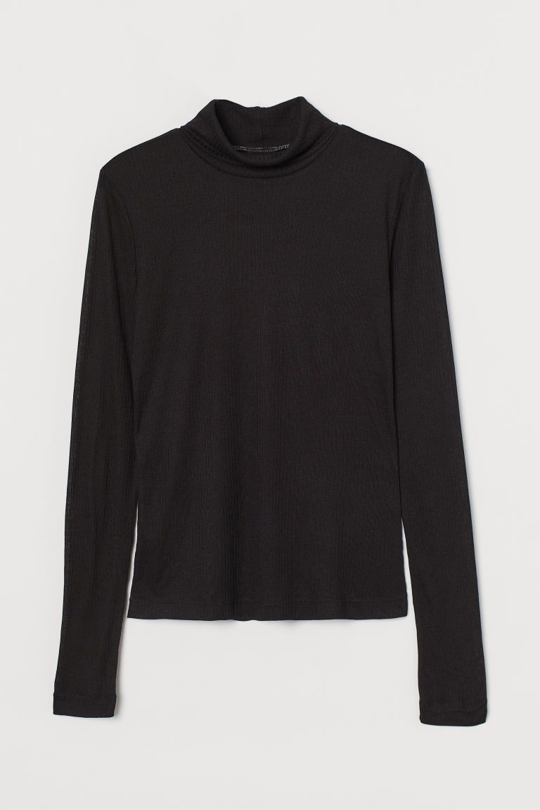 H & M - Fitted Turtleneck Top - Black | H&M (US + CA)