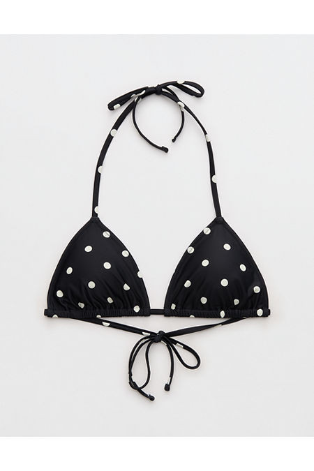 Aerie String Triangle Bikini Top Women's True Black XXS | American Eagle Outfitters (US & CA)