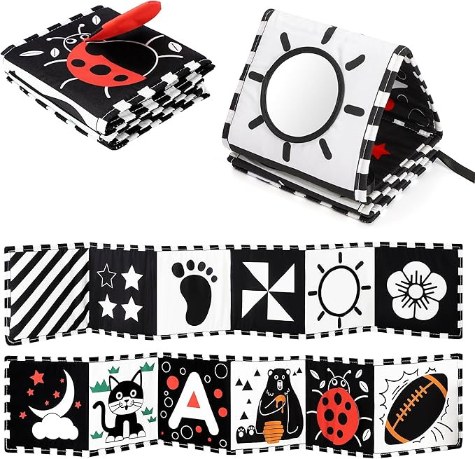 URMYWO Black and White Baby Toys, Tummy Time High Contrast Newborn Toys 0-3 Months, Soft Baby Boo... | Amazon (US)