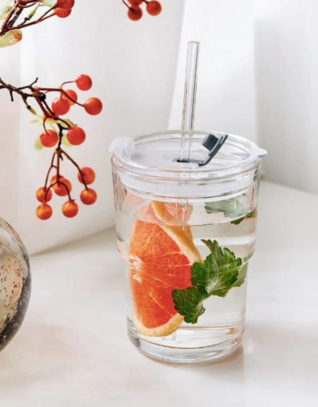 Clear Glass Cup with Straw and Lid, Glassware, Iced Coffee Glass, Glass with straw, Ice Coffee Gl... | Etsy (US)