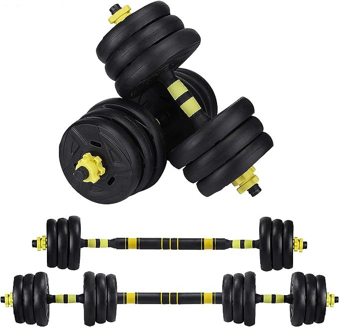 ZYOMY Dumbbells Barbell 2-in-1, Weights Dumbbells Set for Home Gym, Fitness Dumbbells 44lbs, Free... | Amazon (US)