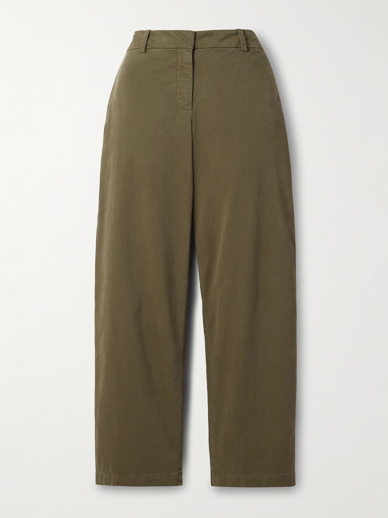 Nili Lotan - Nohan Brushed Cotton-blend Twill Wide-leg Pants - Green | NET-A-PORTER (US)