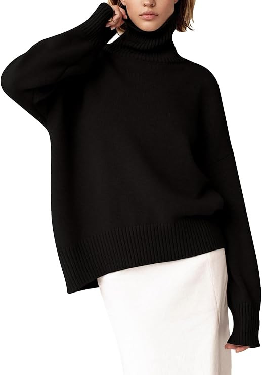 YKR Women's Turtleneck Sweater Chunky Long Sleeve Knitted Pullover High Low Hem Trendy 2024 Fall ... | Amazon (US)