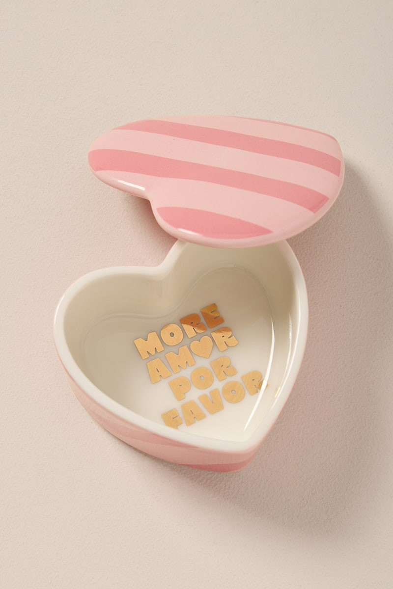 Striped Heart Shaped Trinket Box | Francesca's