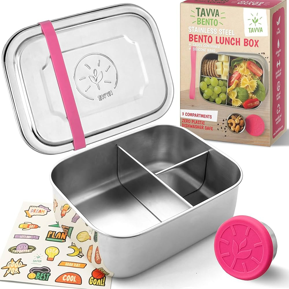 Stainless Steel Bento Box Kids [27oz] - Metal Lunch Bento Box for Kids with Leakproof Condiment C... | Amazon (US)