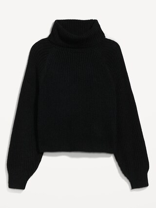 Cropped Shaker-Stitch Turtleneck Sweater for Women | Old Navy (US)