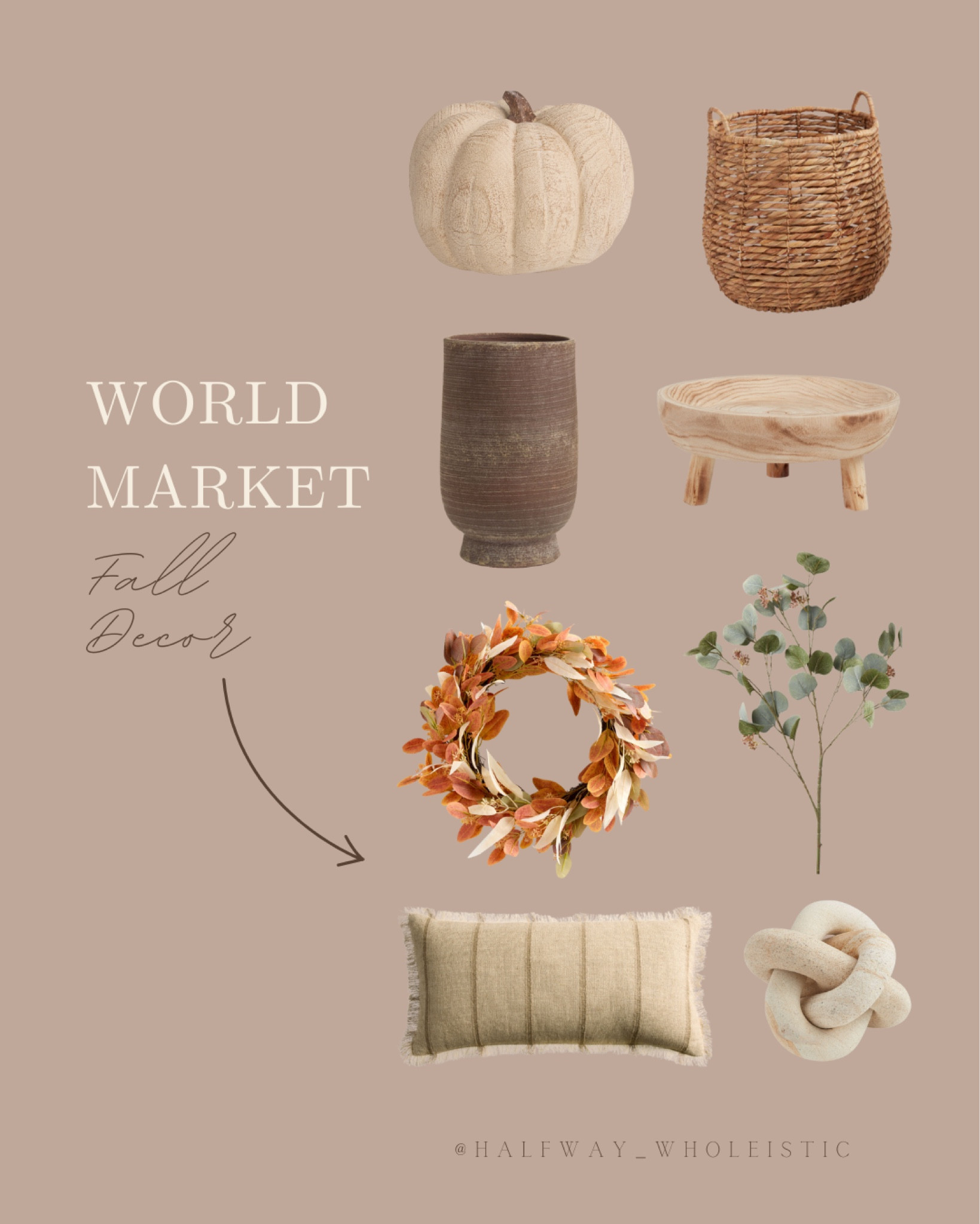 Shop these fall decor finds at World Market!

#wreath #pillow #pumpkin #greenery #vase 

#LTKSeasonal #LTKFindsUnder50 #LTKHome