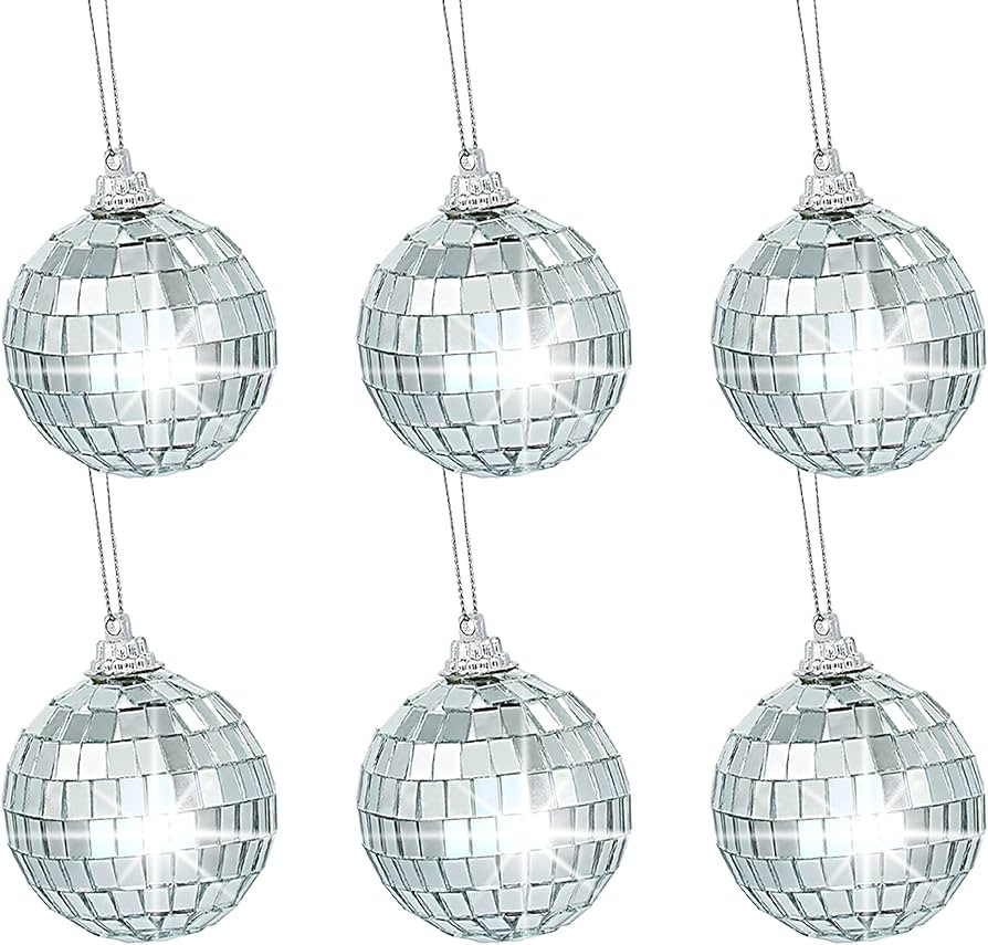 6 Pcs 1.6 Inches Disco Ball Ornaments Silver Mirror Balls for Christmas Tree Wedding Party Decora... | Amazon (US)