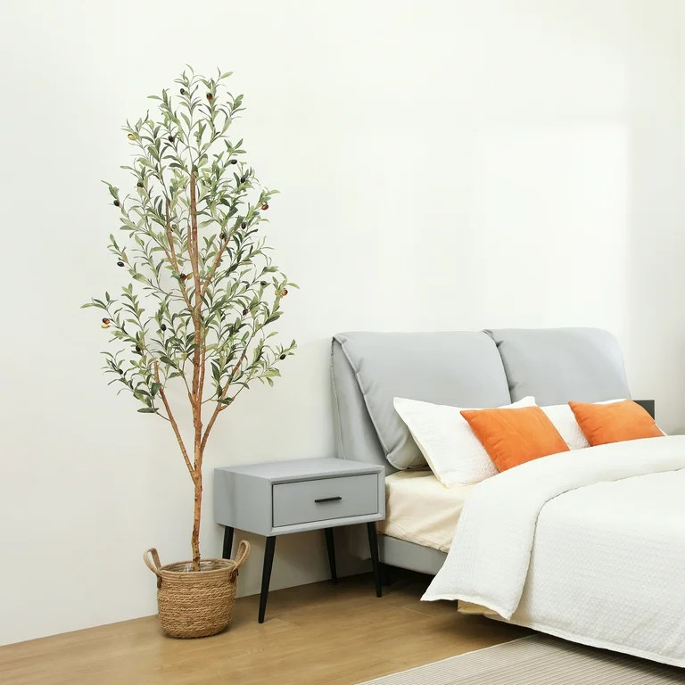 6 ft Artificial Olive Plants with Realistic Leaves and Natural Trunk, Silk Fake Potted Tree with ... | Walmart (US)