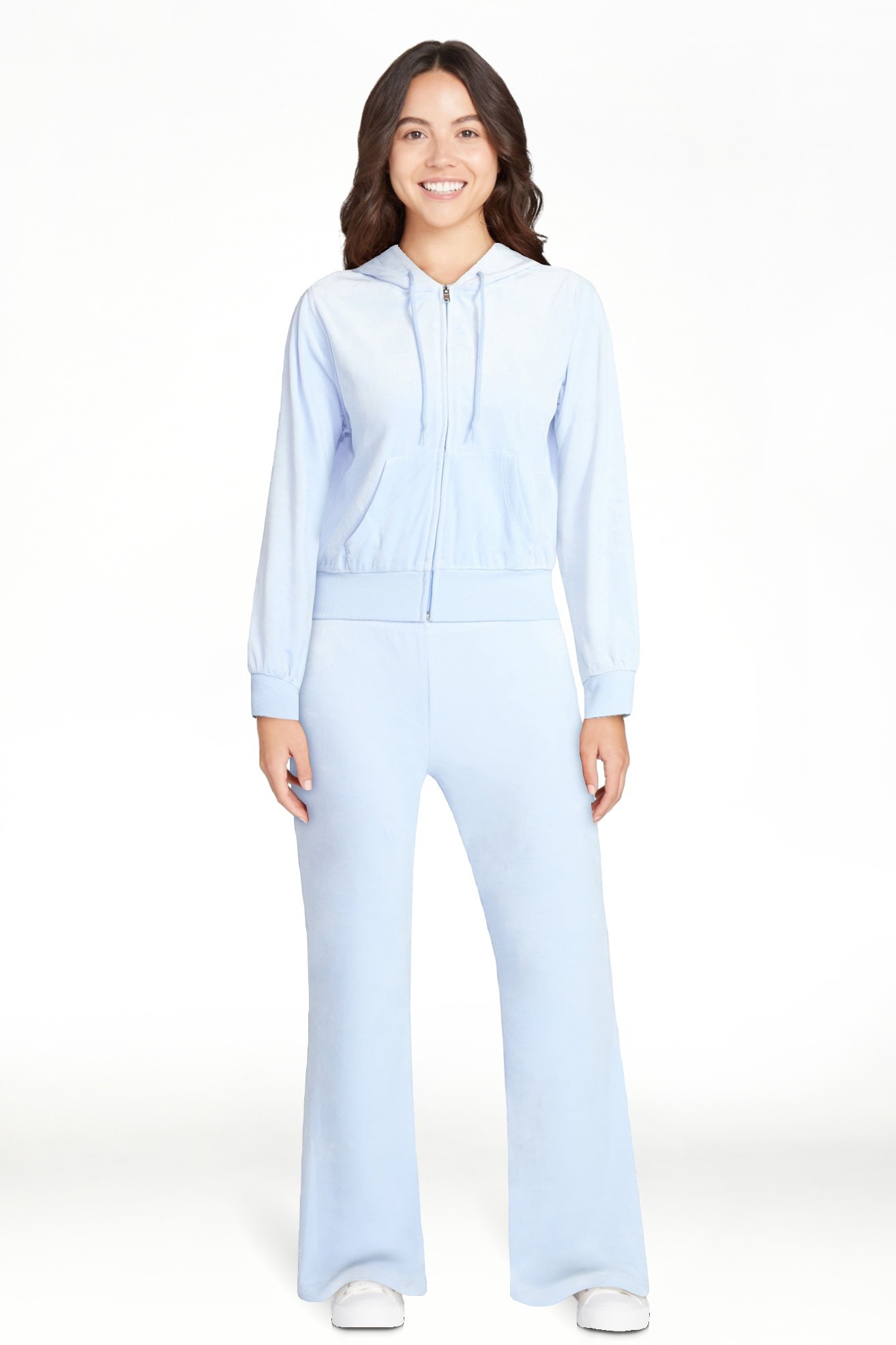 No Boundaries Velour Hoodie and Flare Pants Set, 2-Piece, Women’s | Walmart (US)