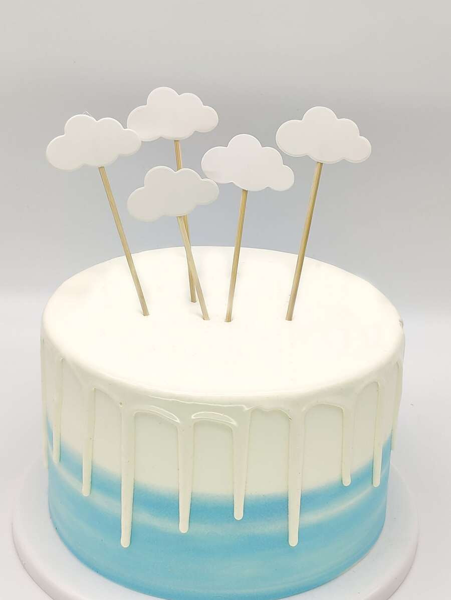 5pcs Cloud Design Cake Topper, White Cake Decoration For Birthday Party | SHEIN