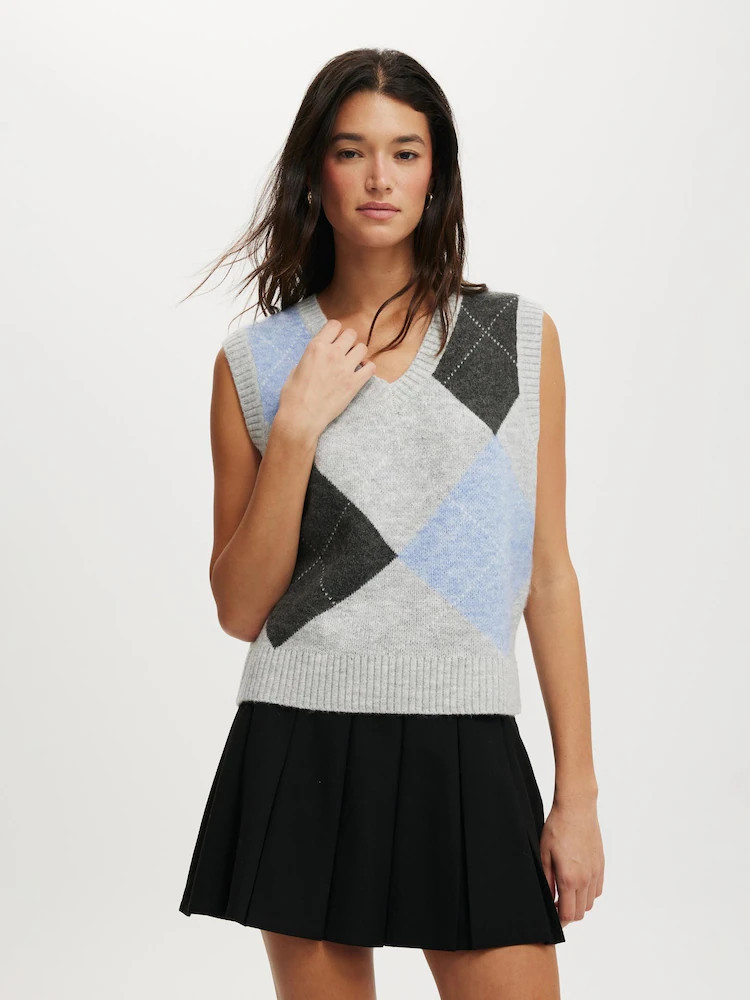 Cotton On Grey Luxe V-Neck Knit Vest | Next EU