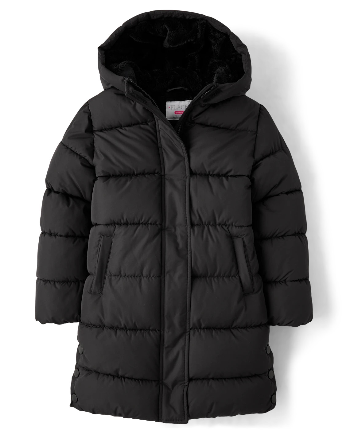 Girls Heavyweight Faux Fur Lined Long Puffer Jacket - black | The Children's Place