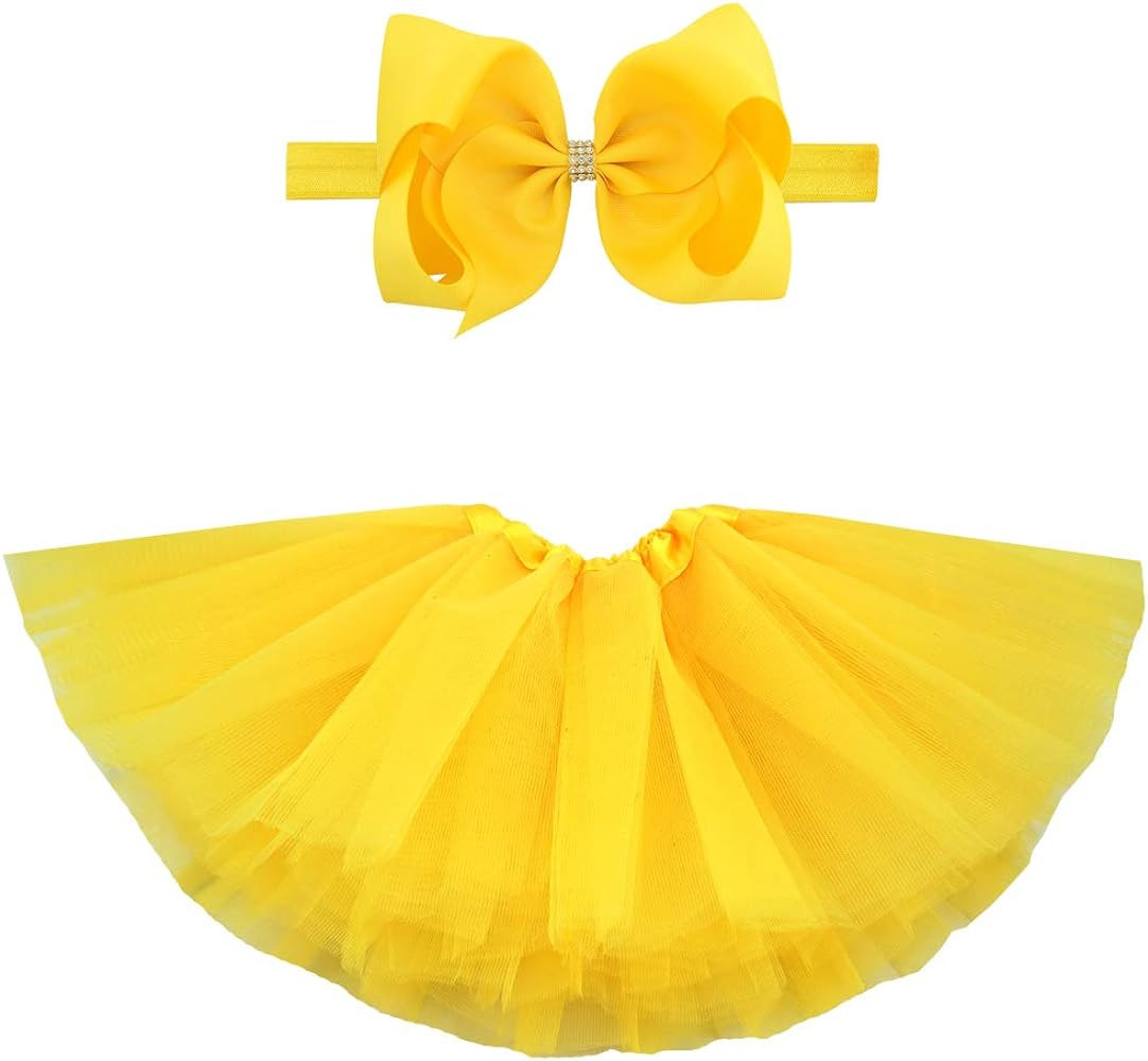 BGFKS 5 Layered Toddlers Tulle Tutu Skirt for Girls with Headband for Baby Girl 0 to 36 Months | Amazon (US)