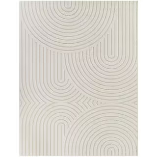 Caserio Cream 8' 9" x 12' Abstract Area Rug | The Home Depot