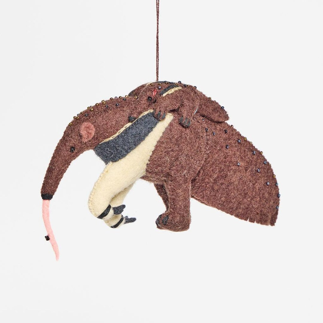 Mama Anteater Ornament, Hand Felted Tropical Forest Animal, Handmade New Baby Decor - Etsy | Etsy (US)
