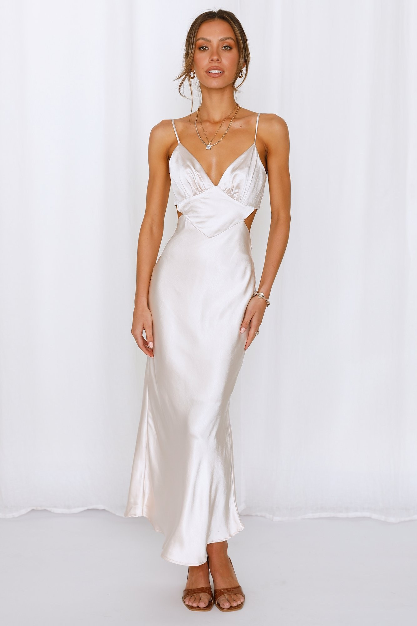 Thanks I Bought It Midi Dress Champagne | Hello Molly (AU)