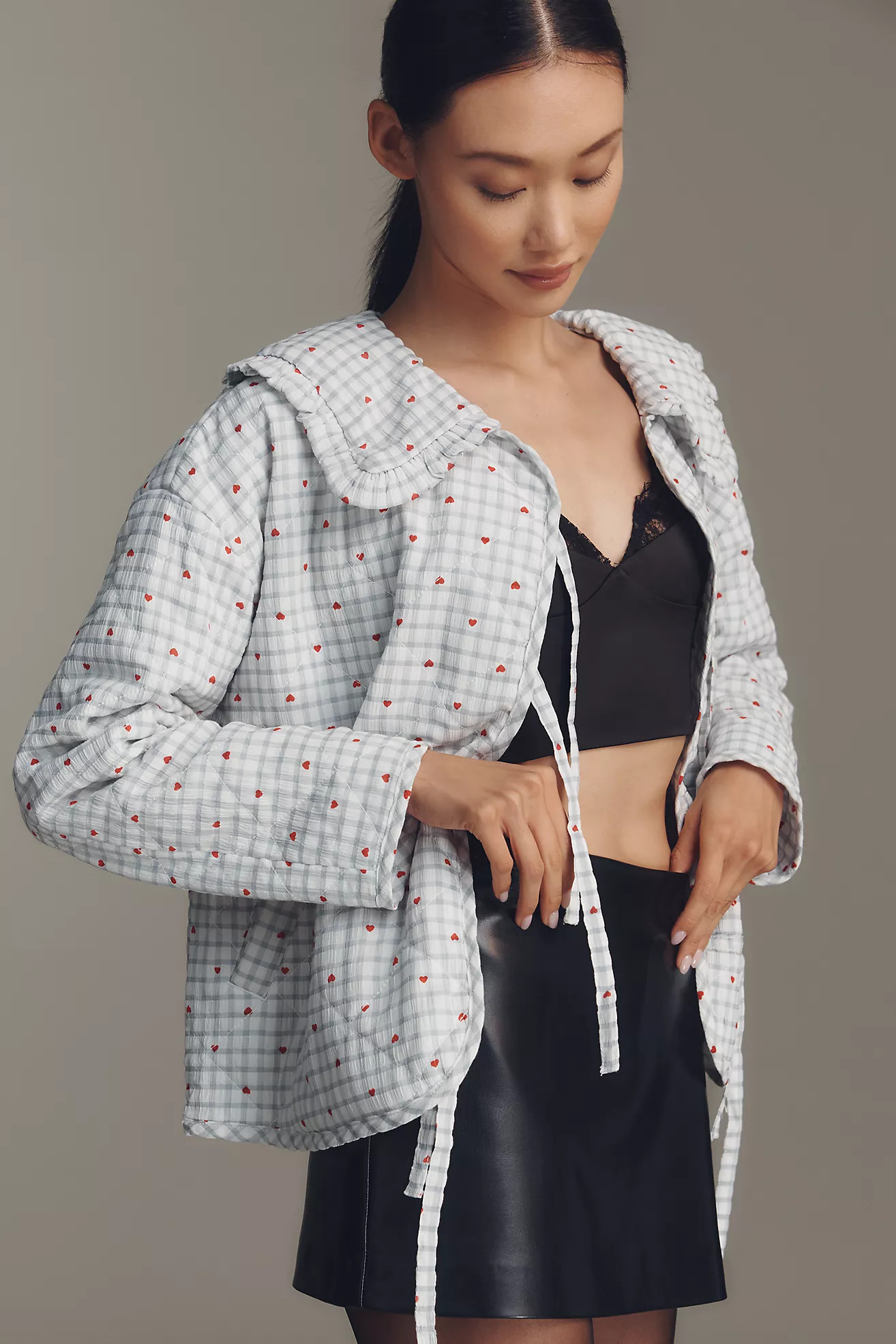 The Hazel Heart Print Quilted Jacket by Maeve | Anthropologie (US)