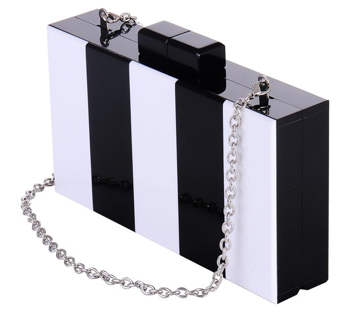 Black and White Purse Acrylic Clutch Evening Handbags Crossbody Bags for Women | Amazon (US)