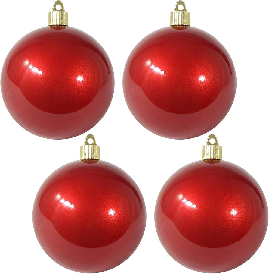 Christmas By Krebs 4" (100mm) Candy Red [4 Pieces] Solid Commercial Grade Indoor and Outdoor Shat... | Amazon (US)