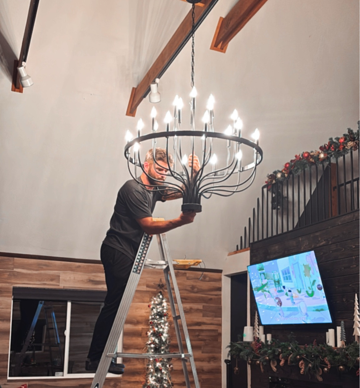 Cabin light fixture went up this weekend! 💡 

#LTKHome