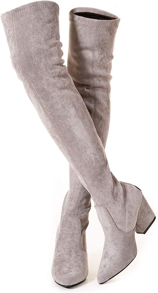 Women Boots Winter Over Knee Long Boots Fashion Boots Heels Autumn Quality Suede Comfort Square H... | Amazon (US)