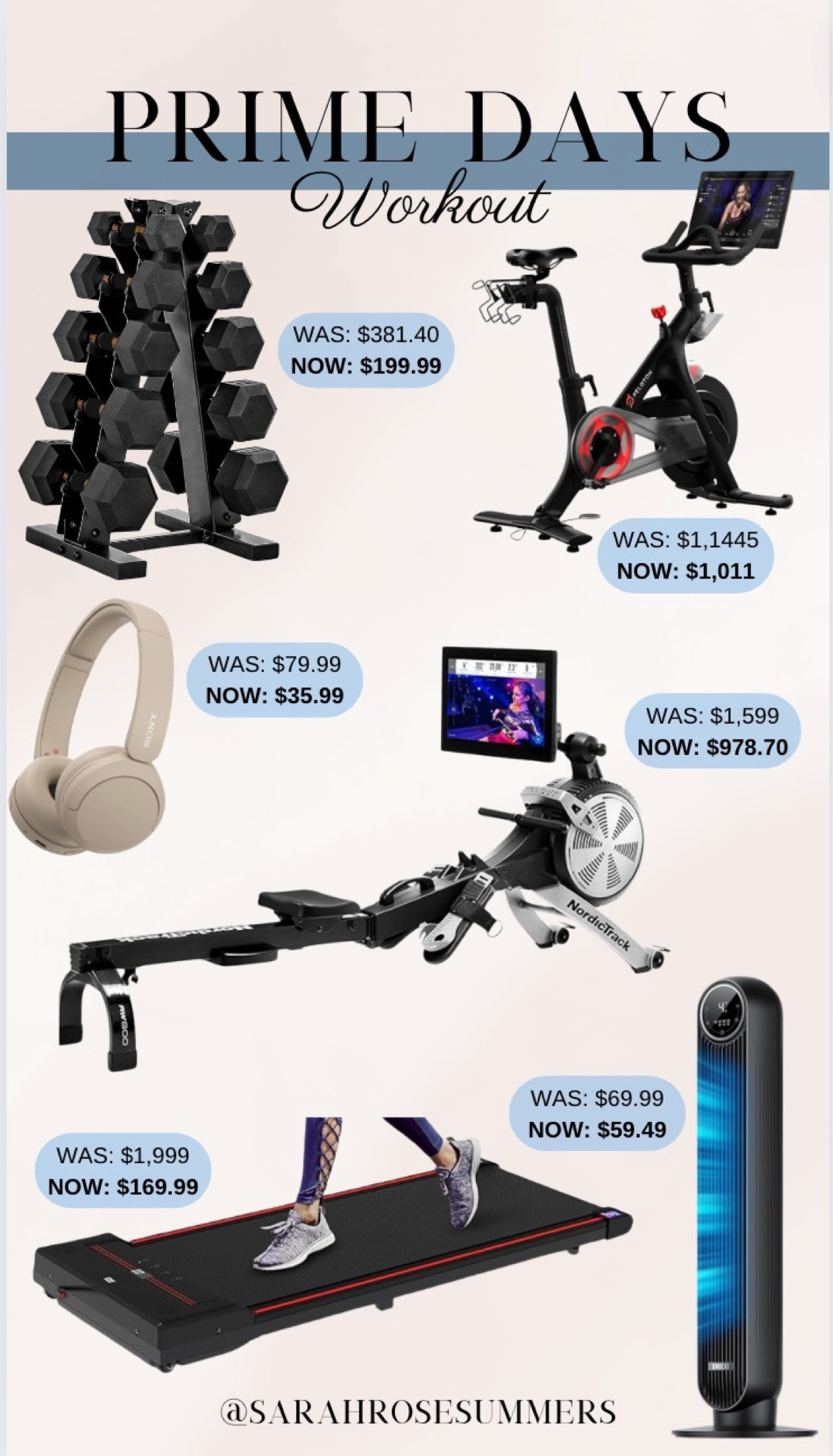 Amazon Prime Days. Workout Equipment on Sale. NordicTrack Rower. Walking Pad. Sony Wireless Headphones. Peloton Exercise Bike. Dreo Tower Fan. CAP Barbell Set.  

#LTKActive #LTKFitness #LTKSaleAlert