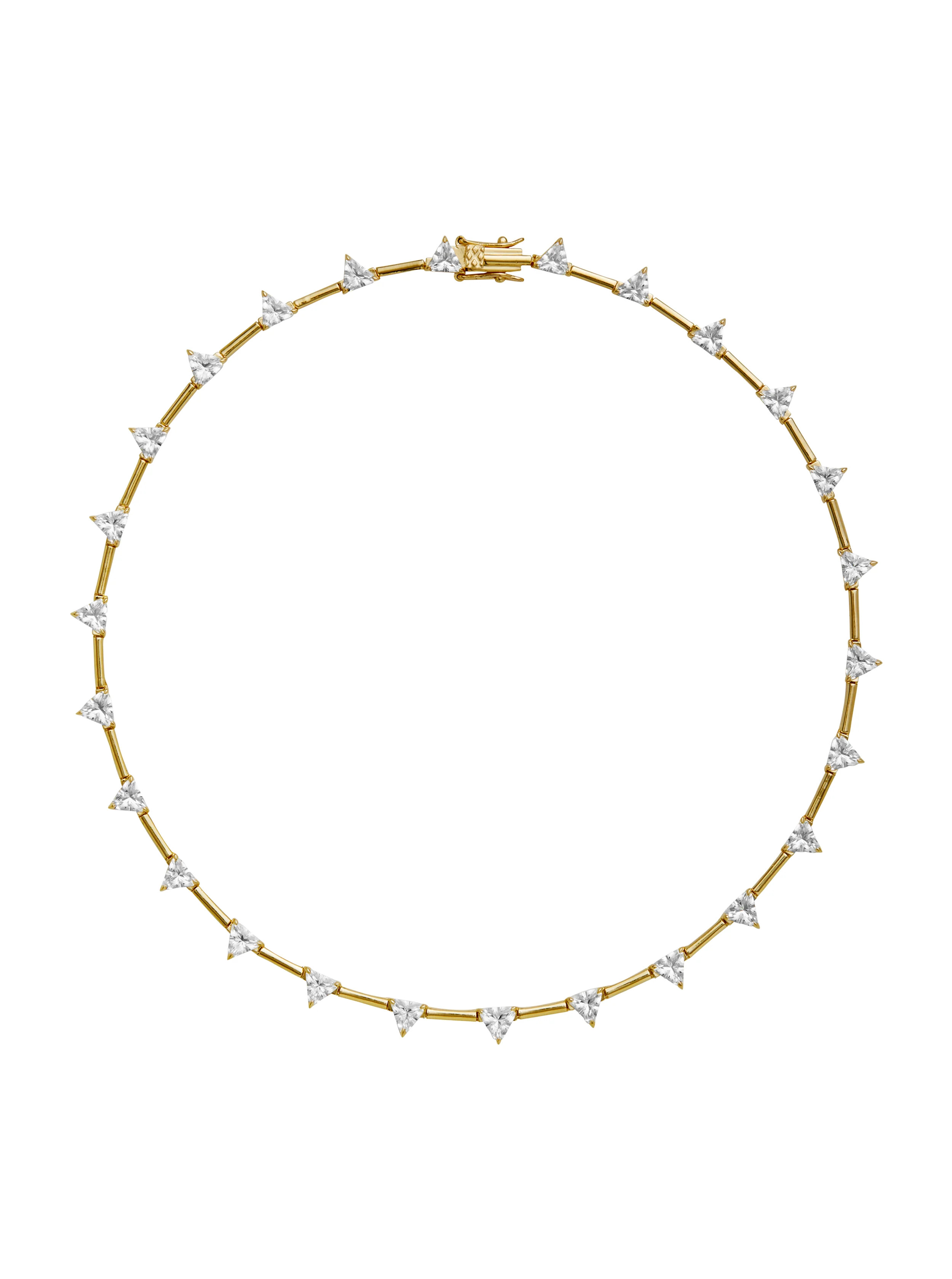 PETITE JULIEN TRILLION CUT, LAB WHITE SAPPHIRE GOLD BAR NECKLACE | Dorsey
