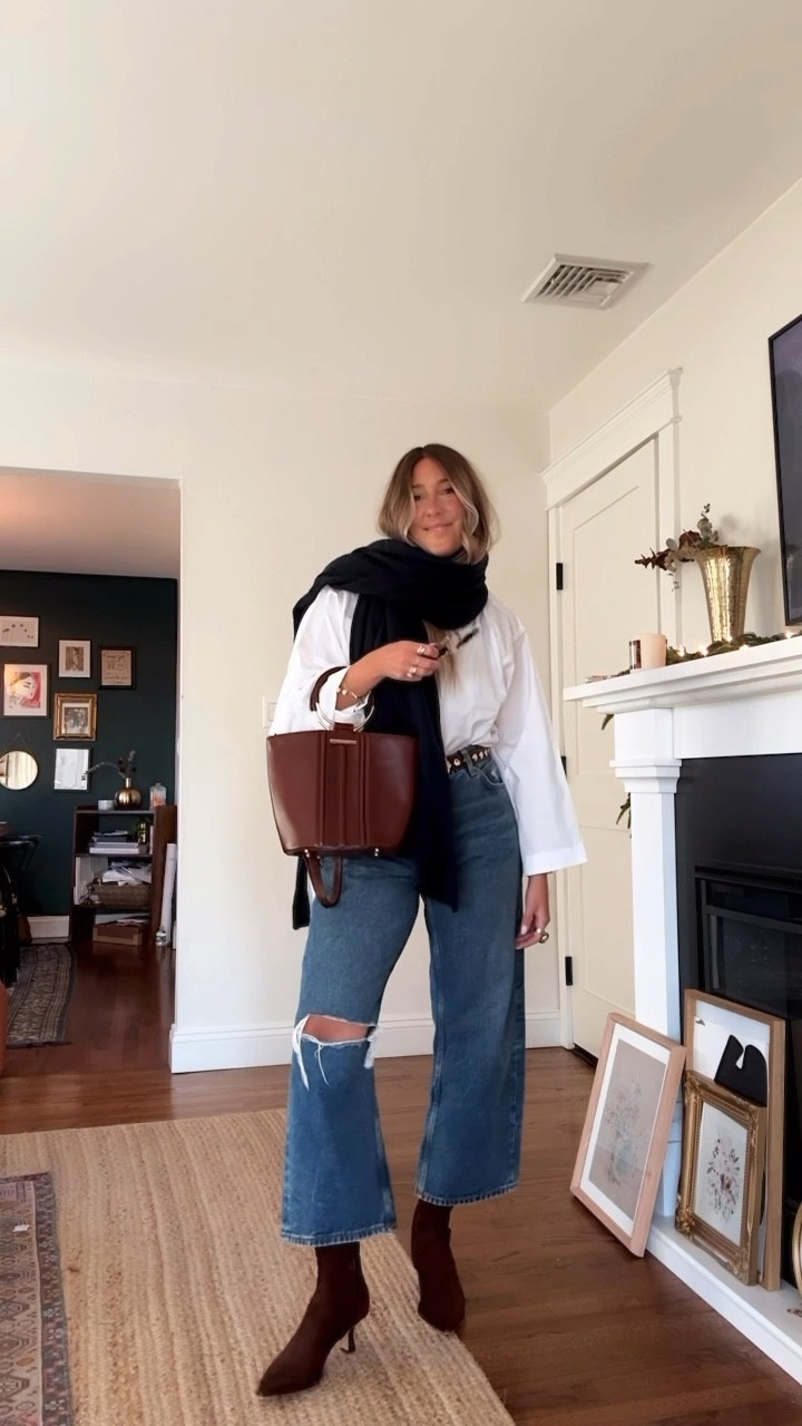 A new staple in my wardrobe! This white shirt is a great transitional piece 🙌🏼 wear now & later during spring / summer! I sized up a few sizes so it was more off the shoulder vs boatneck but you can’t go wrong either way! It’s sophisticated, fresh yet classic 🤍 oh! And there are so many more ways you can wear it (it has side buttons and a removable tie at the waist. comment SHOP and I will DM you everything! 