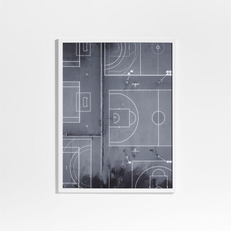 Black and White Basketball Court Framed Wall Art Print | Crate & Barrel