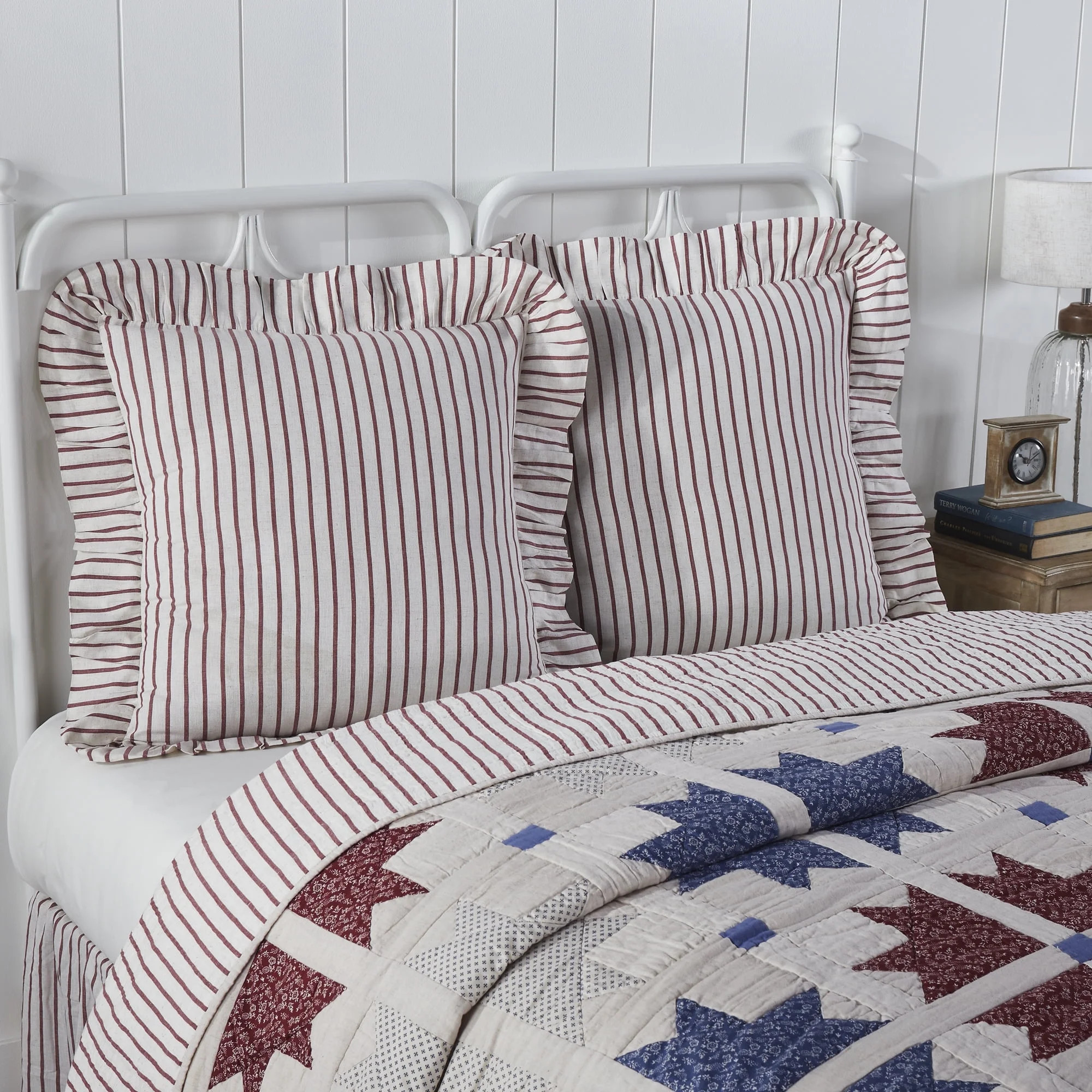 VHC Brands Celebration Farmhouse Euro Sham, Striped, Red & Creme, 26x26 | Walmart (US)