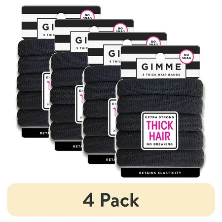 (4 pack) Gimme Ponytail Holder Hair Tie for Thick Hair, Black, 5 Ct | Walmart (US)