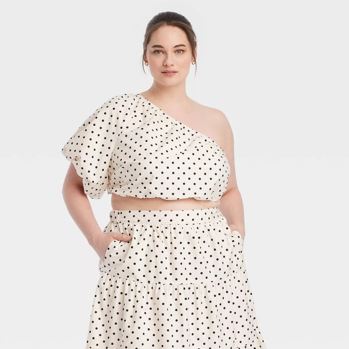 Women's Balloon Sleeve Asymmetrical One Shoulder Blouse - A New Day™ | Target