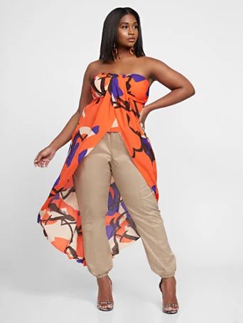 Shakera Strapless Hi-Low Print Top - Gabrielle Union x FTF - Fashion To Figure | Fashion to Figure