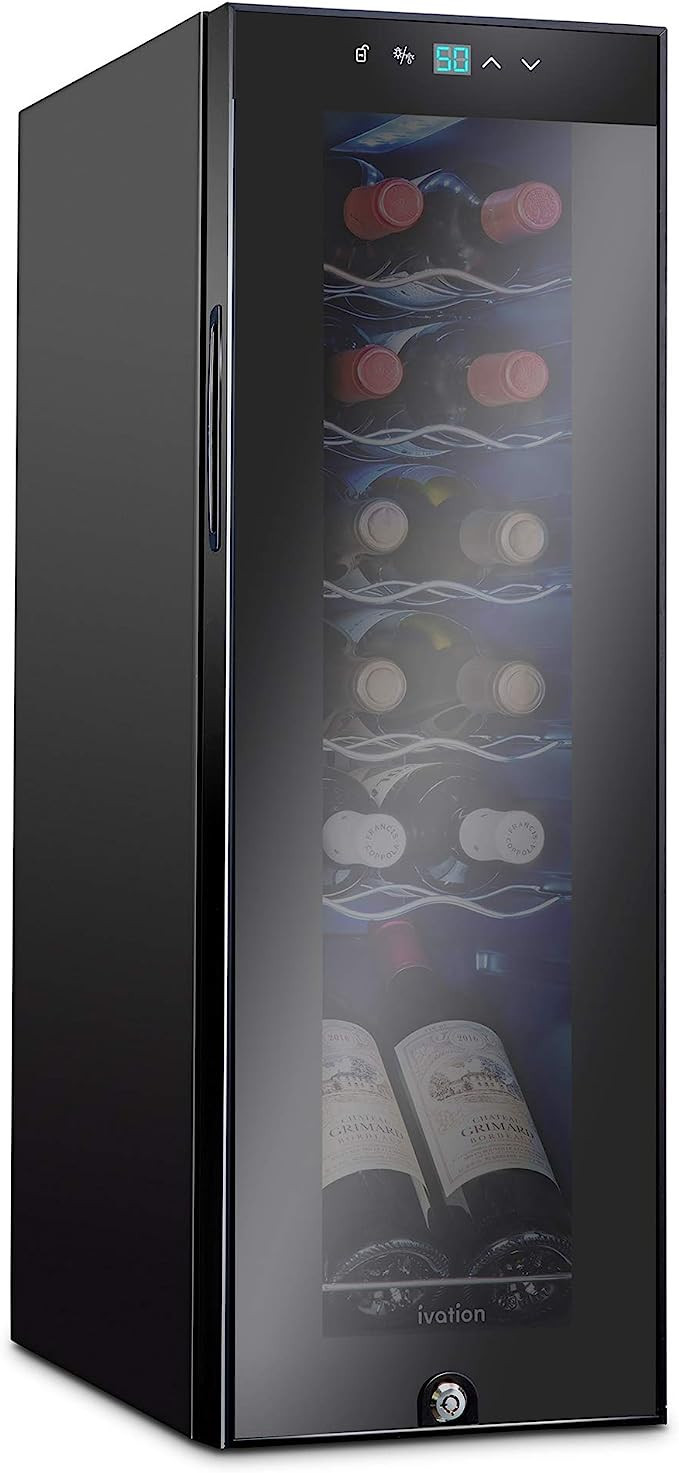 Ivation 12 Bottle Compressor Wine Cooler Refrigerator w/Lock | Large Freestanding Wine Cellar For... | Amazon (US)