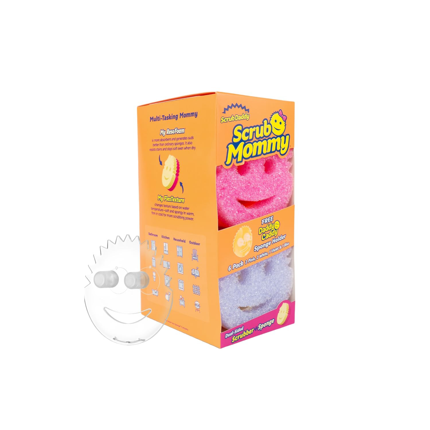 Scrub Daddy 6 Scrub Mommy Kitchen Sponges & 1 Daddy Caddy Sponge Holder - Scratch-Free for Dishes... | Amazon (US)